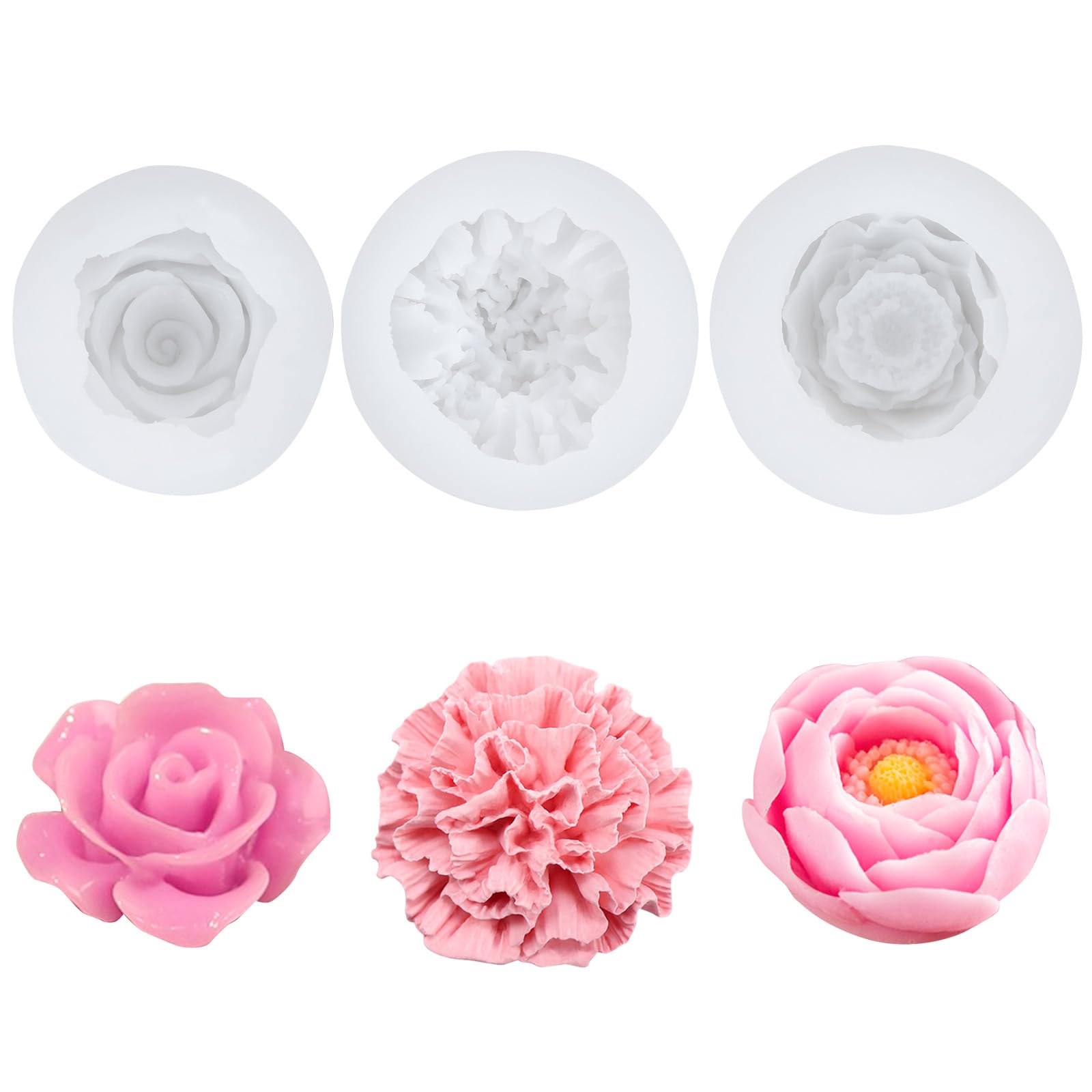 3 stuks siliconen vormen bloemen, siliconen vorm kaarsen, siliconen vormen bloemen, siliconen vormen zeep, siliconen gietvormen bloemen, siliconen vormen gietvormen, bloemen, siliconen vorm roos