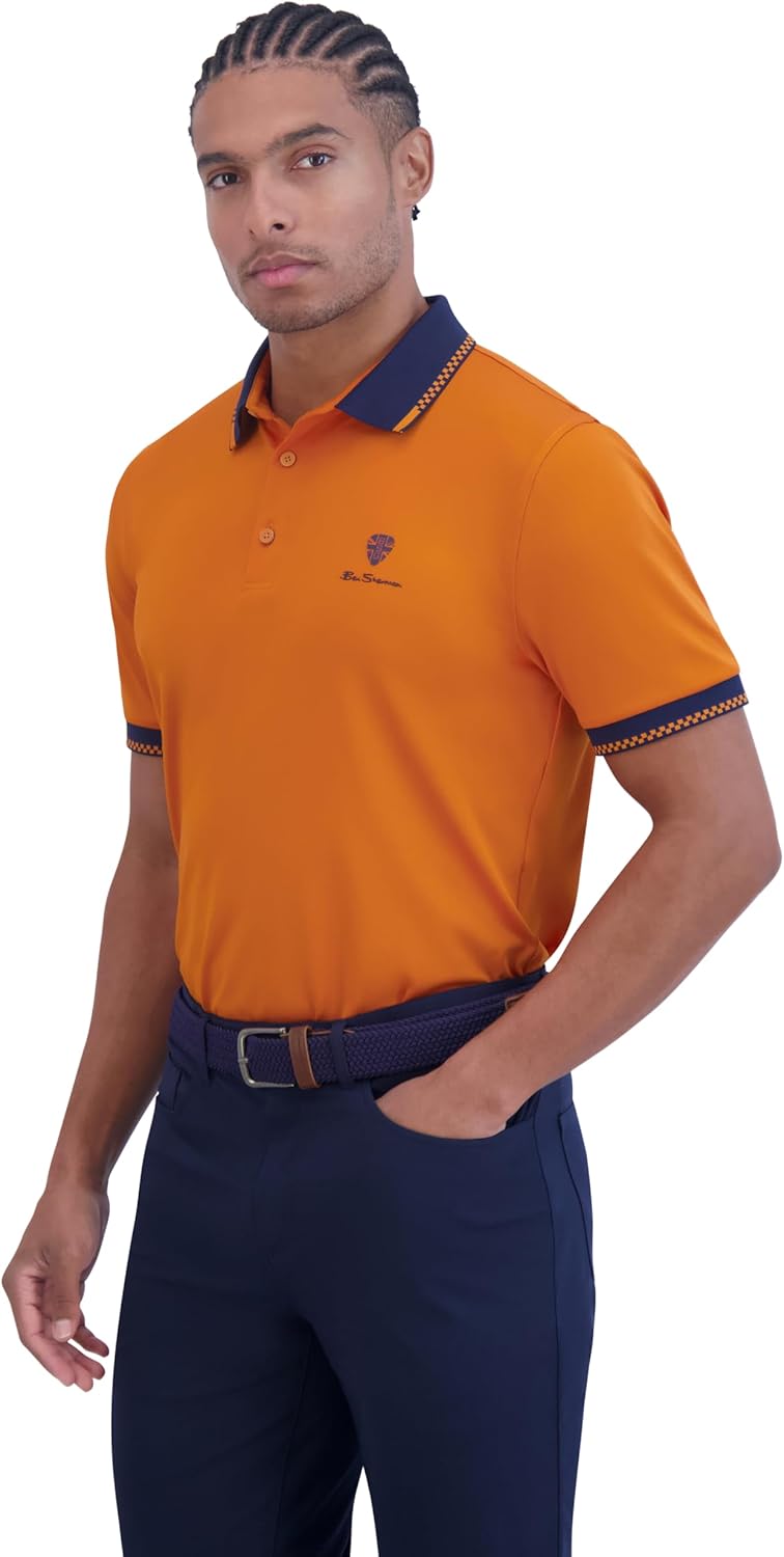 Ben Sherman Men's Golf Shirts– Sport Athletic Fit, UPF+, Moisture-Wicking, Odor Resistant, Casual Shirt