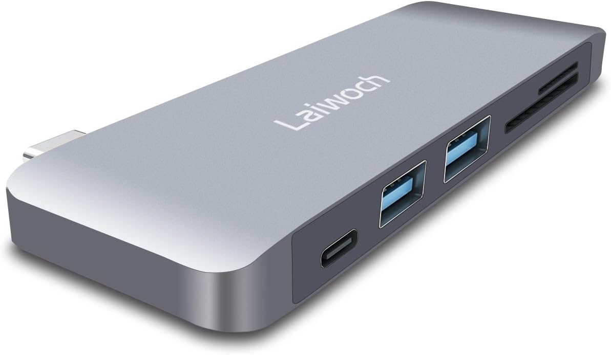 Laiwoch USB-C Hub USB 3.0 3 in 1 Combo Hub Multi-Port Adapter with Type-C Charging Port,2 USB 3.0 Ports,SD/Micro Card Reader for MacBook,PC,XPS,Surface Pro4,and other USB-C Enabled Devices(Space Grey)
