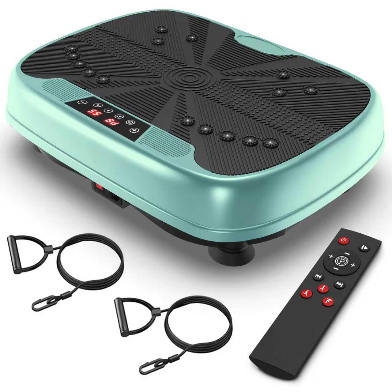 Płyta wibracyjna do domu z 99 stopniami prędkości i taśmami oporowymi, urządzenie do treningu całego ciała, w zestawie Bluetooth i taśma fitness