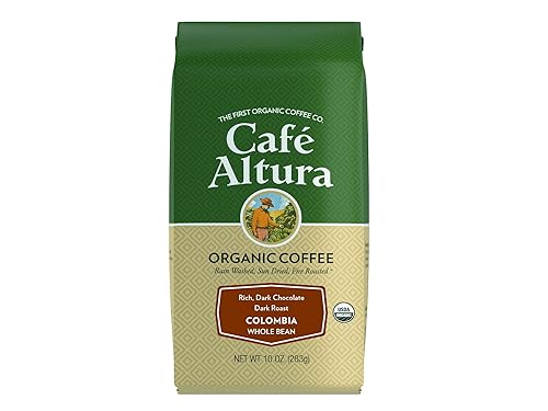 Cafe Altura, Café orgánico, Colombia, Tostado oscuro, grano entero, 10 oz (283 g) disponible en Yaxa Guatemala