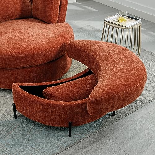 HomSof Banco de Almacenamiento tapizado de felpilla de 32.7 Pulgadas de Ancho con Media Luna Creciente, otomana Grande con Bandeja, Sirve como Mesa Auxiliar, Asiento Acolchado Suave, reposapiés para