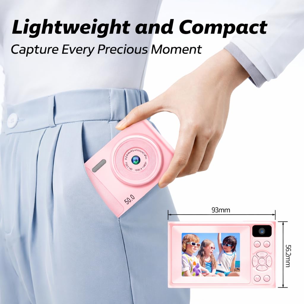 Cámara Digital 1080P 48MP Cámara de Fotos, Cámara Compacta Portátil con Pantalla LCD de 2,4", Tarjeta SD de 32 GB, Regalo para Niños, Adolescentes, Estudiantes, Principiantes