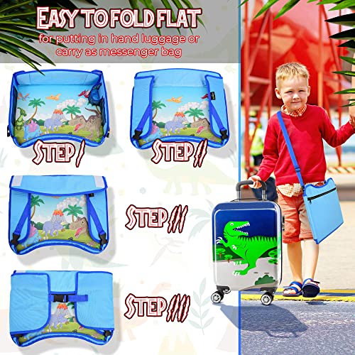 Kids Travel Tray - Toddler Car Seat Tray With Cupholder, Mesh Pocket And Waterproof Surface - Keep Kids Happy And Occupied On Long Car Rides & Airplane Travel - Sturdy & Comfortable Travel Tray (Blue) #TOP4