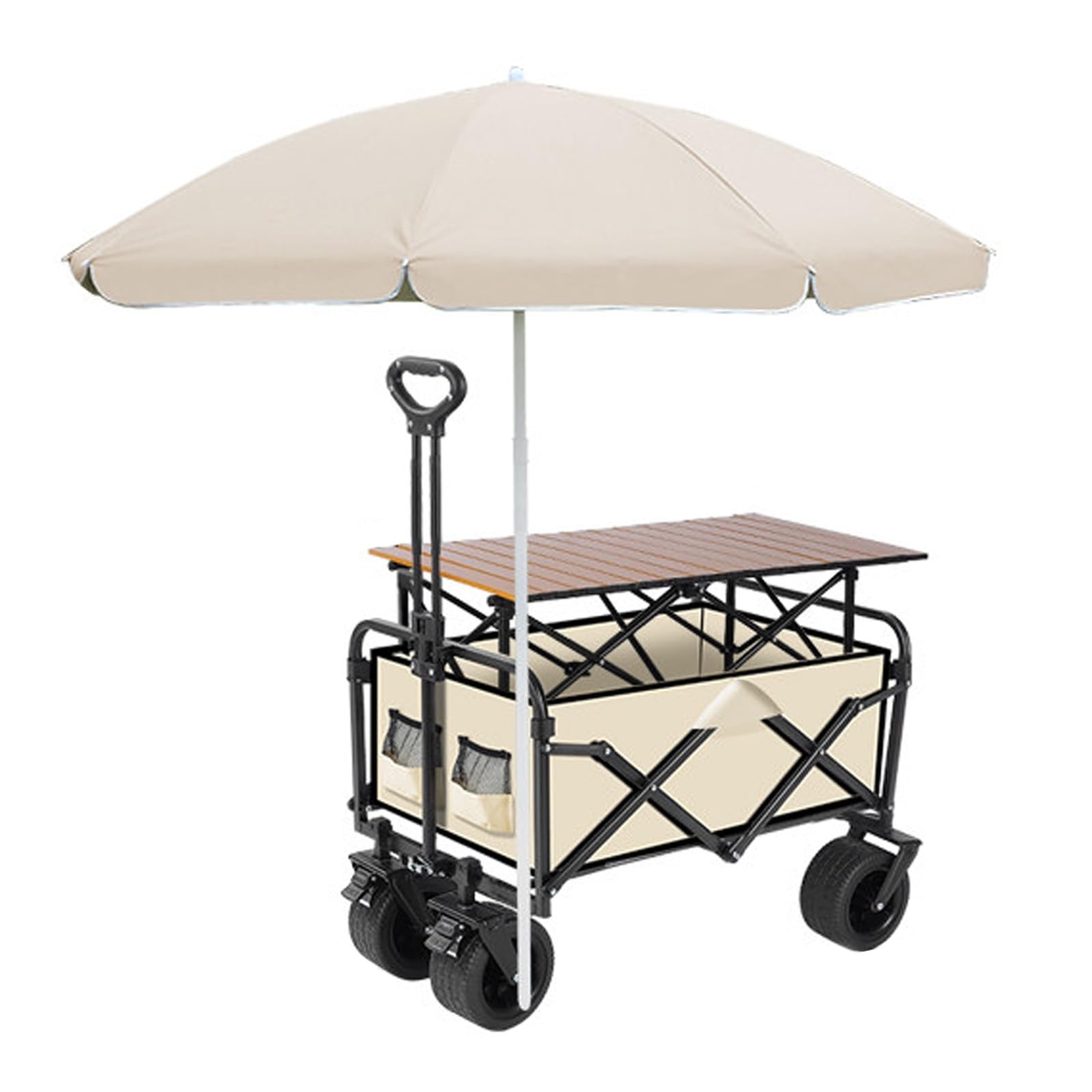 Tragbarer Lebensmittelwagen, zusammenklappbar, mit Baldachin, Marktständer für Straßenhändler, Handwerksmessen, Veranstaltungen im Freien, 120 cm