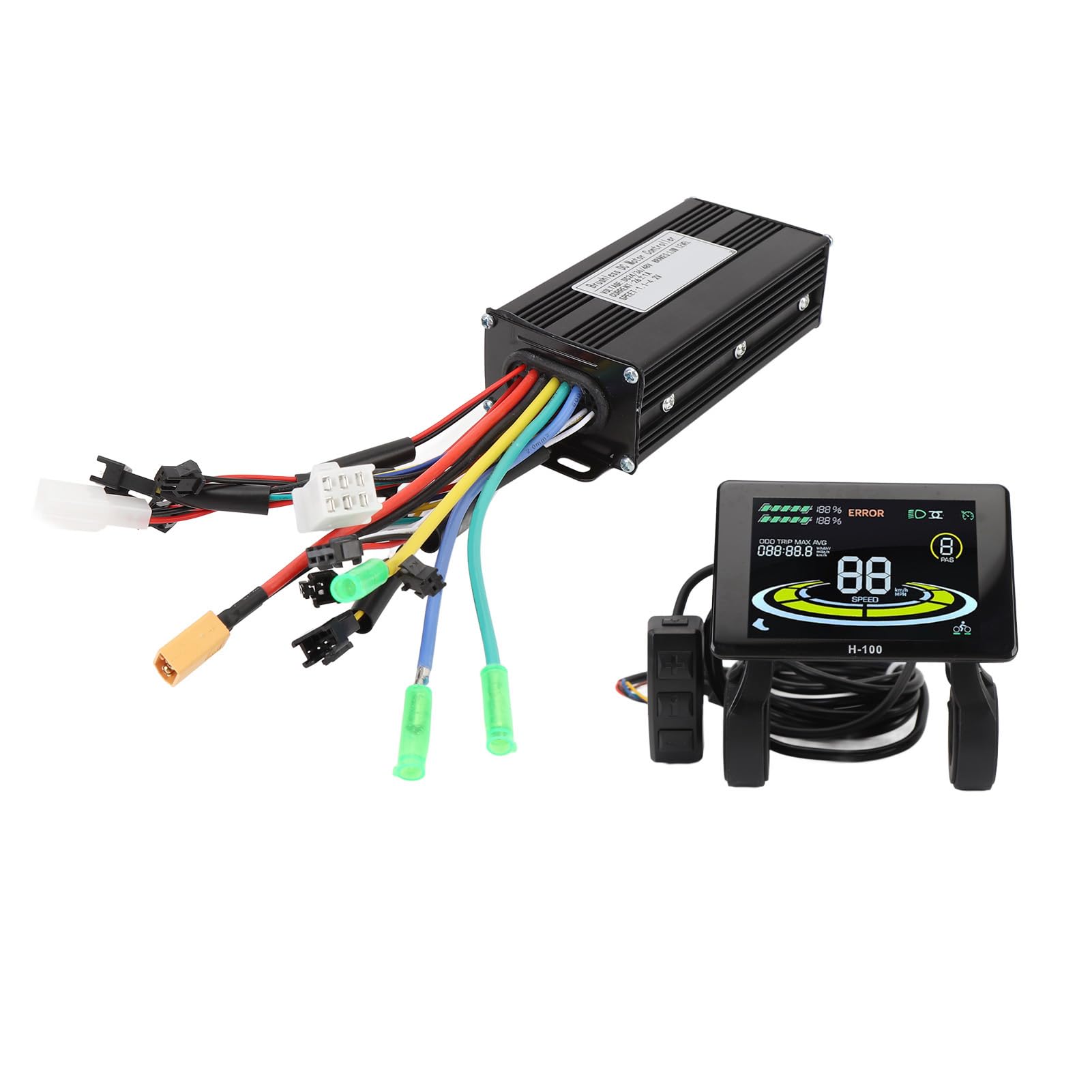 BuyWeek Kit Controller Brushless Onda Sinusoidale, 26A 36V 48V 500W 750W 3 modalità con Pannello LCD H-100 per Bici Elettrica