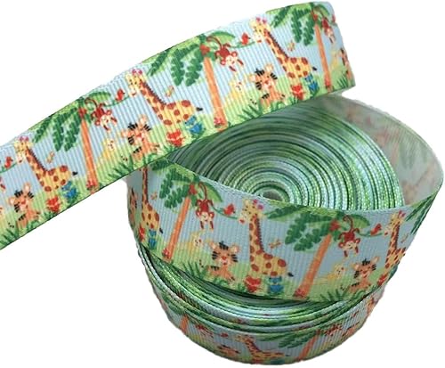 Miniatura 10 de MMvolesy 10 yardas de 78 pulgadas (0.866in), patrón de elefante rosa, blanco y azul, cintas de grogrén impresas, materiales hechos a mano, para caja