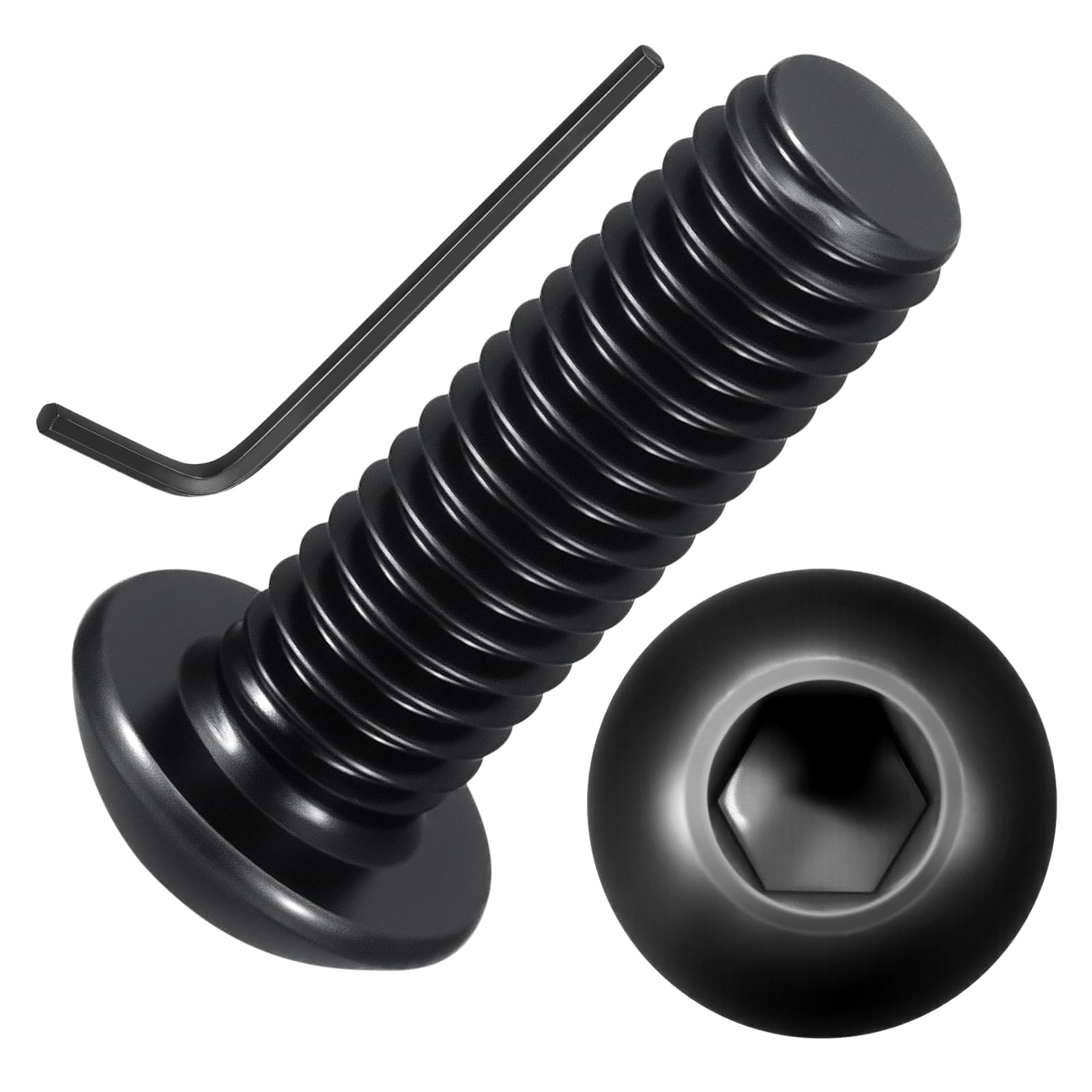 Kozelo 100pcs Button Head Socket Cap Screws - [M5-0.8x14mm] Zinc-Nickel Coated Good for Automotive, Marine & Outdoor Use Road Bicycle, Mountain Bike, Motorcycle - Alloy Steel - Black