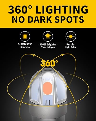 Miniatura 6 de BA9S BA9 1895 1891 53 57 47830 64111 3893 Bombilla LED morado, superbrillante Canbus libre de errores, 12 voltios de repuesto para lámpara interior