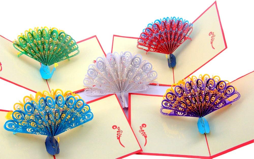 Birthday Peacock Pop Up Greeting Cards,Handmade Boxed 3D Card for All Occasion-Christmas Birthday,Mothers Day,Thank You,Wedding,Bridal Shower,Valentine,Business,Graduation
