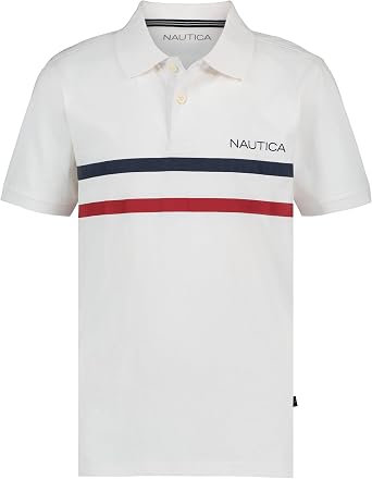 Nautica Boys Short Sleeve Fashion Polo, Button Closure, Soft & Comfortable
