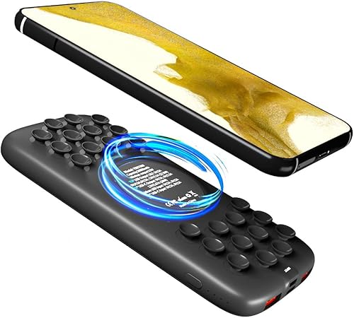 Banco de energía inalámbrico de 10000 mAh y 15 W con ventosas antideslizantes y soporte, carga rápida USB-C de 20 W compatible con iPhone 16, 15,