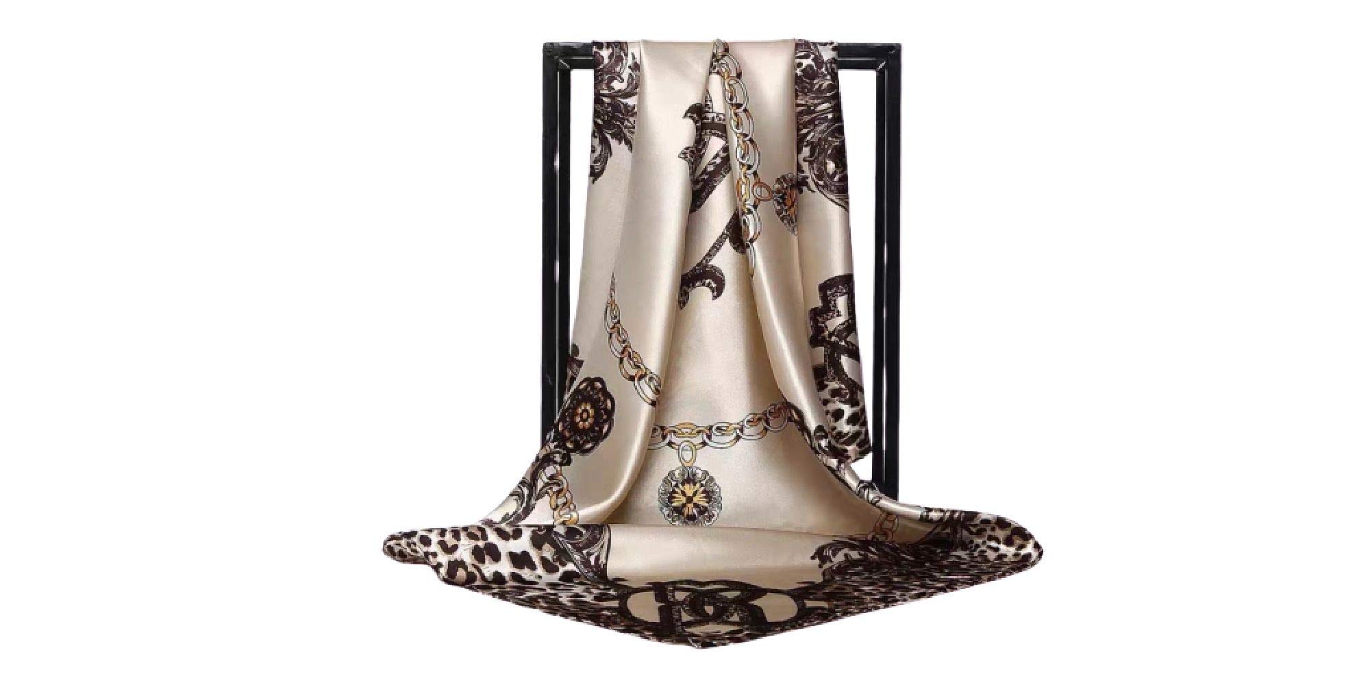 Arawara Unisex Beig Wild Rags Cowboy Scarves Men Women Silk Scarf Bandana Hair Wrap Face Silk Cover Neck Scarves 35"X 35", Large