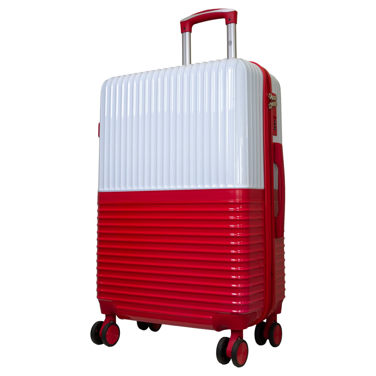 Monopol Reisekoffer und Kofferset 3tlg Hartschale Riga Trolley weiß-rot (Koffer - Größe M)