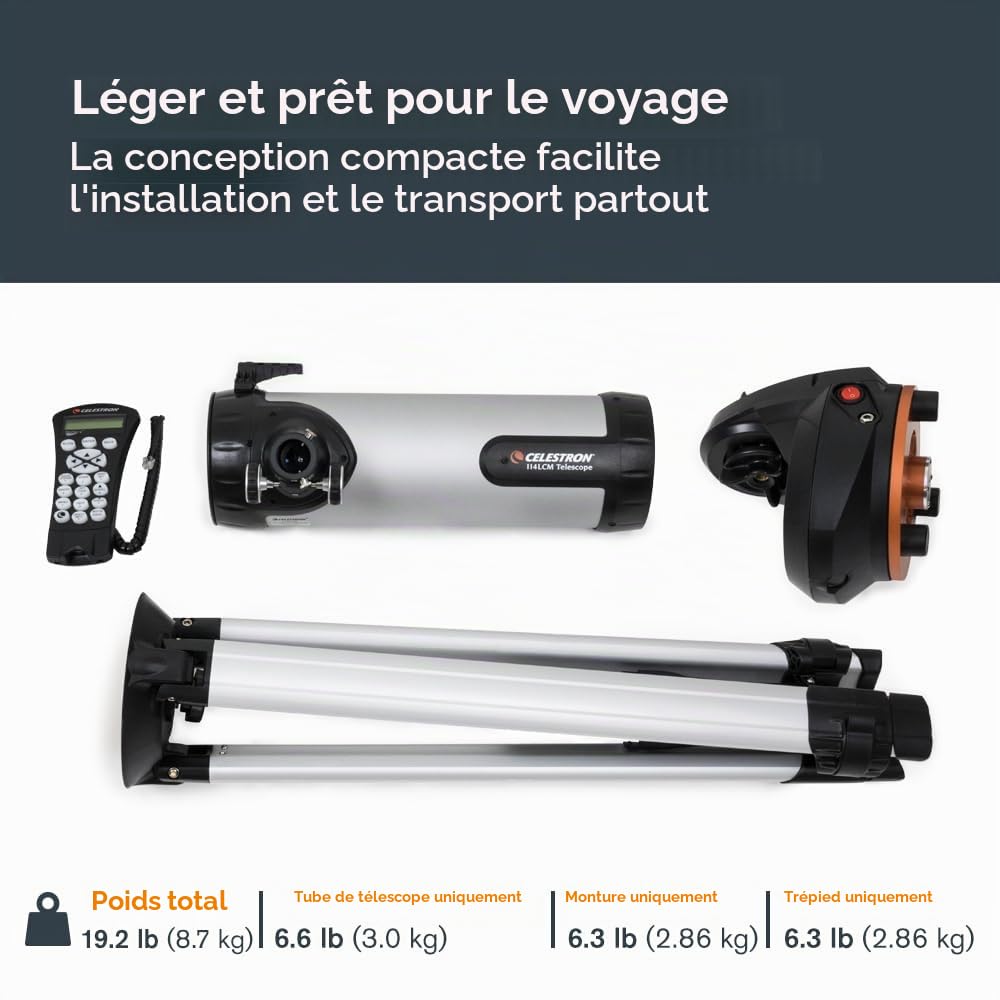 Celestron 31150 LCM 114 Series Télescope réflecteur de Newton informatisé, argenté