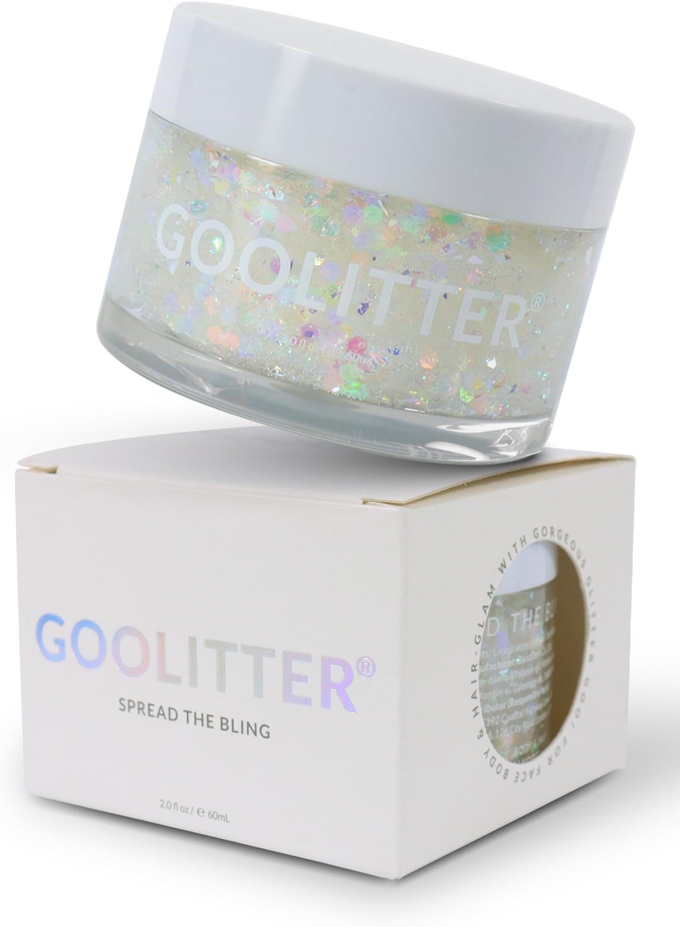 Face, Body & Hair Holographic Clear White Glitter Gel [Snowy Rainbow] 2oz (60mL) | Chunky | K-Beauty | Halloween, Festival, EDM, Rave, Party, Concert, Costume Makeup| Vegan, Cruelty Free