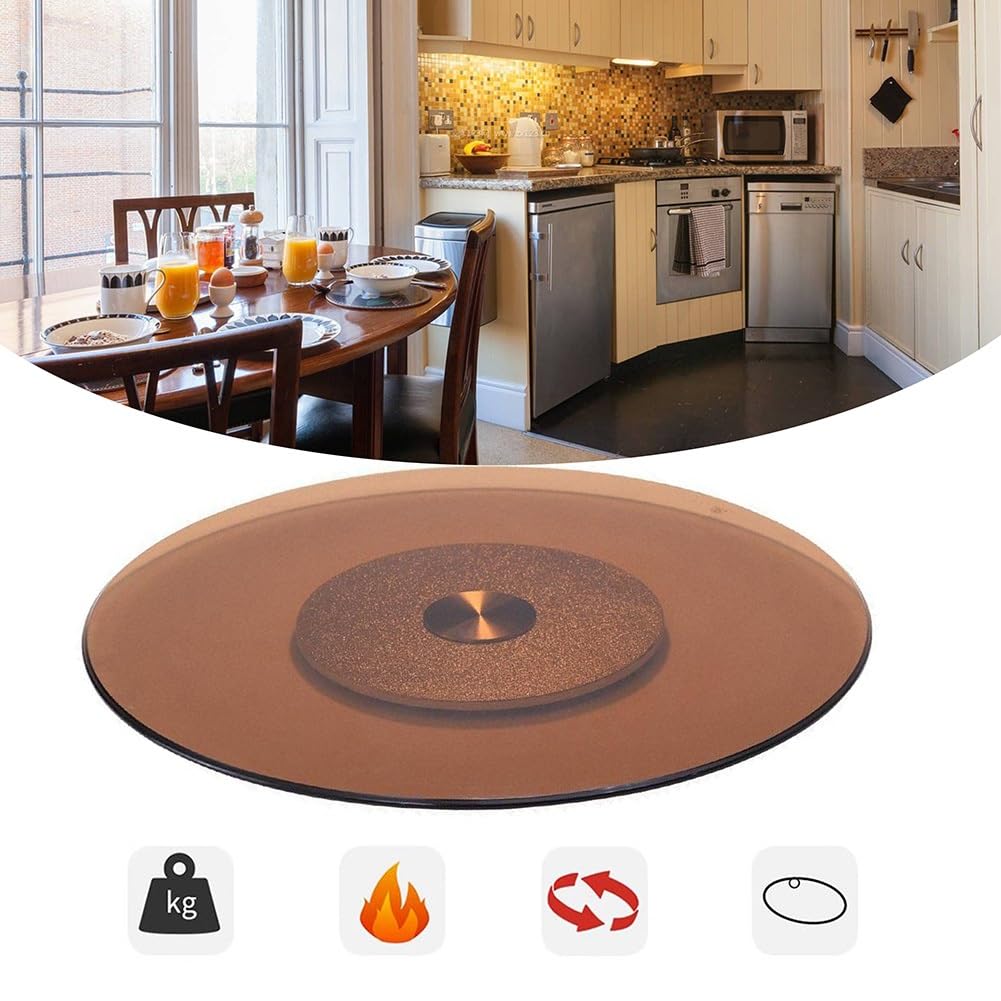 Plateau tournant pour hôtel,Plateau tournant en Verre trempé,Plateau tournant Transparent Rotatif pour Restaurant (Taille: 80 cm / 32 Pouces)