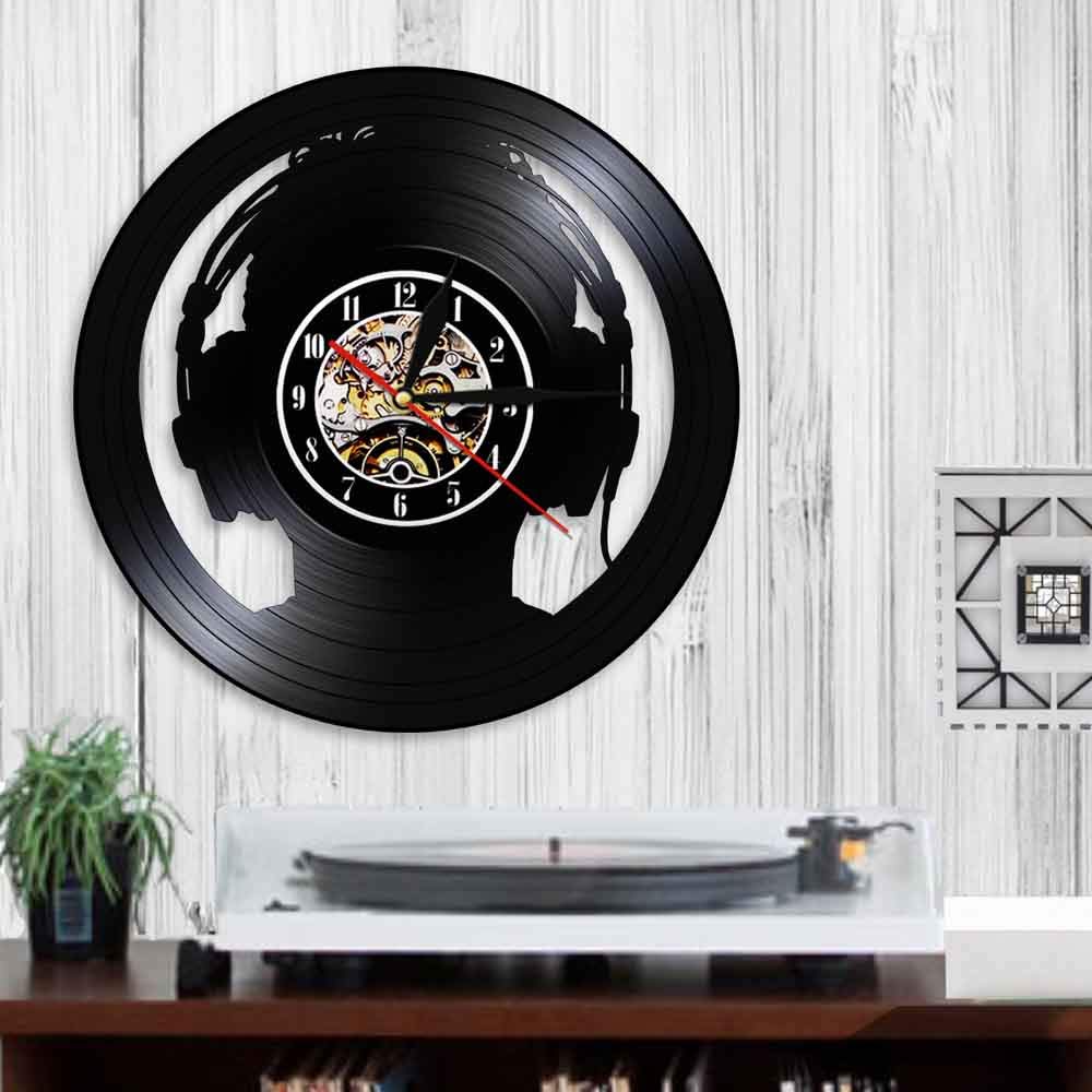 30cm DJ Cuffie Musica Disco in vinile Orologio da parete Design moderno Musica rock DJ Decorazione artistica unica da parete per club di musica Regalo per DJ Regali per la festa della mamma Orologi