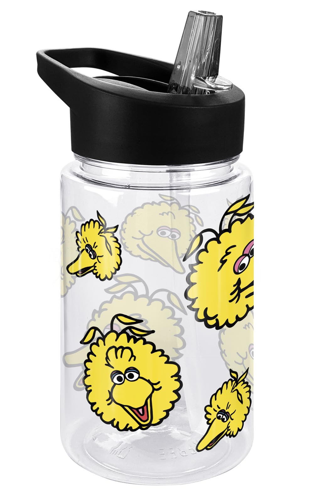 LOGOVISION Sesame Street Kids Tritan Plastic Water Bottle with Straw Lid and Handle, Reusable Tumbler for Toddlers, Unisex for Girls and Boys, 12oz, Big Bird Head Pattern
