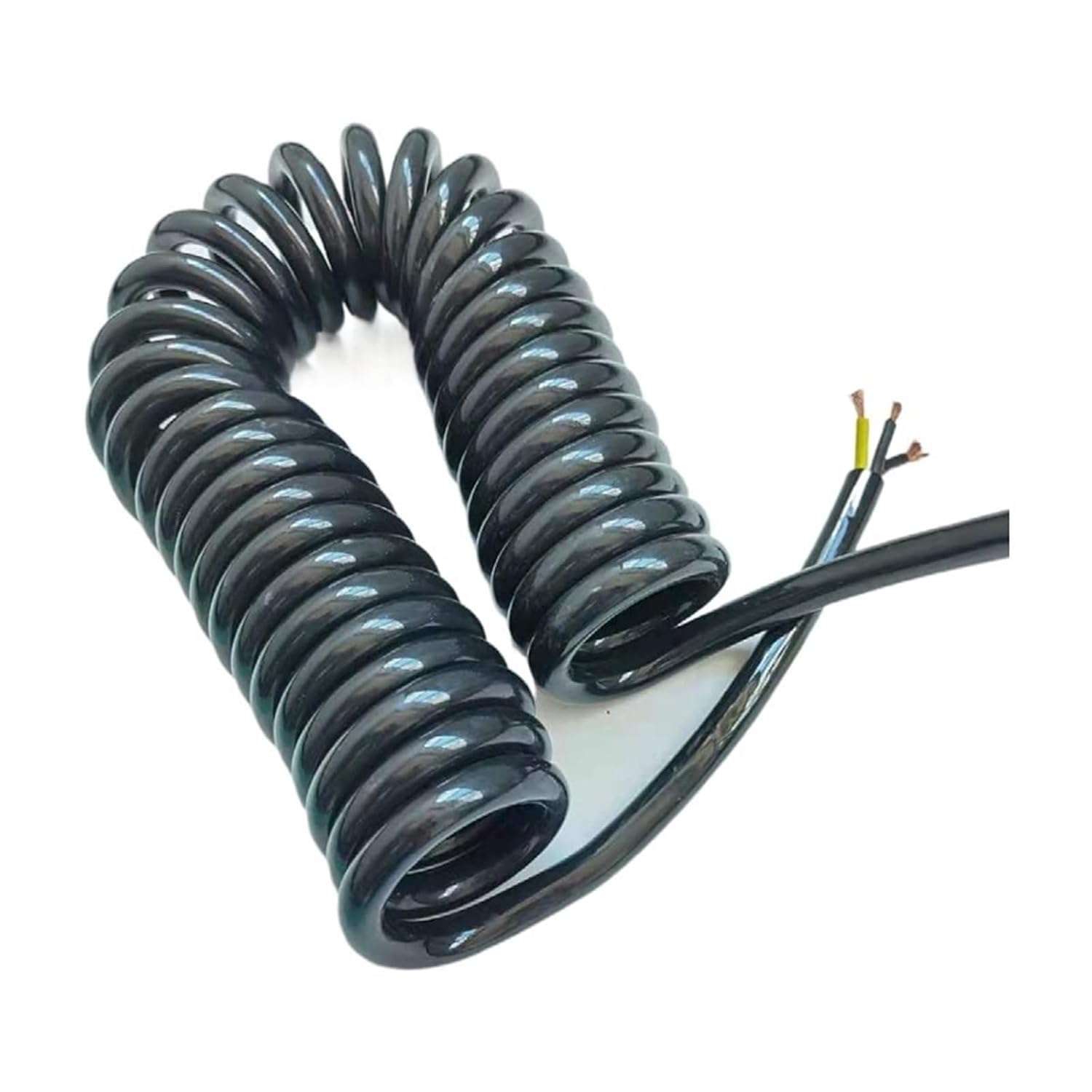 Cable de alimentación en espiral de 2 núcleos de 1,5 mm, cable retráctil en espiral de resorte cuadrado, elástico de 1 a 15 metros, cable negro de 15 AWG para aplicaciones eléctricas