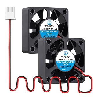 WINSINN DC 50mm Fan 5V 5015 Dual Ball Bearing Brushless Cooling 50x15mm 2PIN Pack of 2Pcs