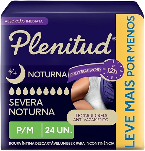 Plenitud Roupa Intima Noturna para incontinência urinaria P/M - 24 unidades