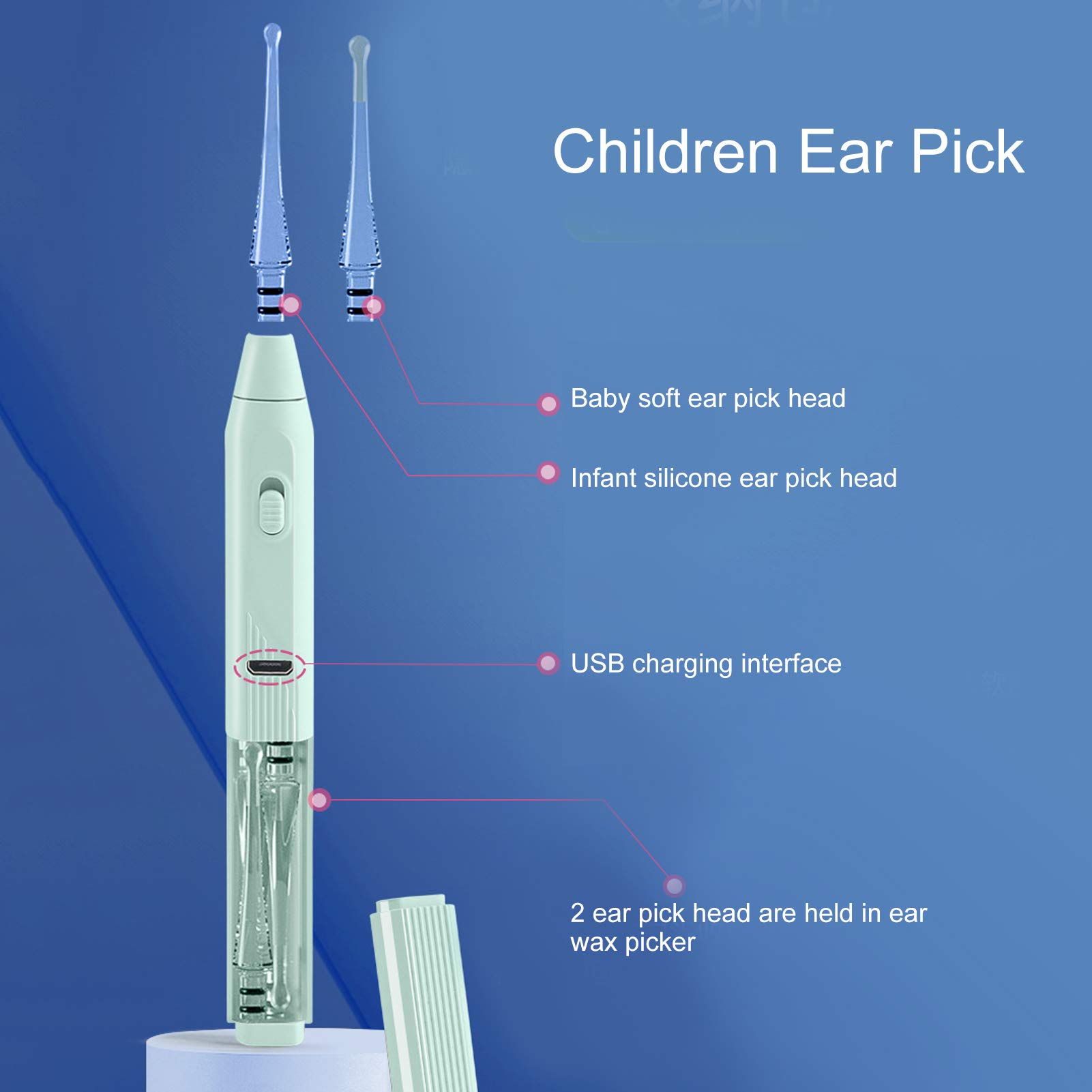 Ear Curette Earpick Kit con torcia elettrica, pinzette luminose a LED per eliminare il cerume per la rimozione del cerume per bambini, adulti e anziani con scatola di immagazzinaggio
