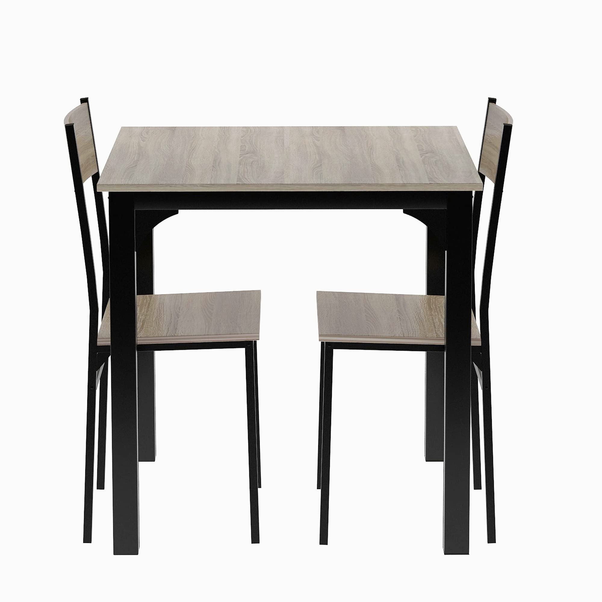 Sweiko Ensemble de Salle à Manger 3 Pièces Table en Bois avec 2 Chaises Couleur Naturelle