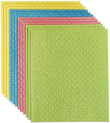 Image of Highly Absorbent Cellulose and Cotton Sponge Wipes for Kitchen Pack of 10 Pcs | Multipurpose, Washable, Reusable, Cleaning Wipes