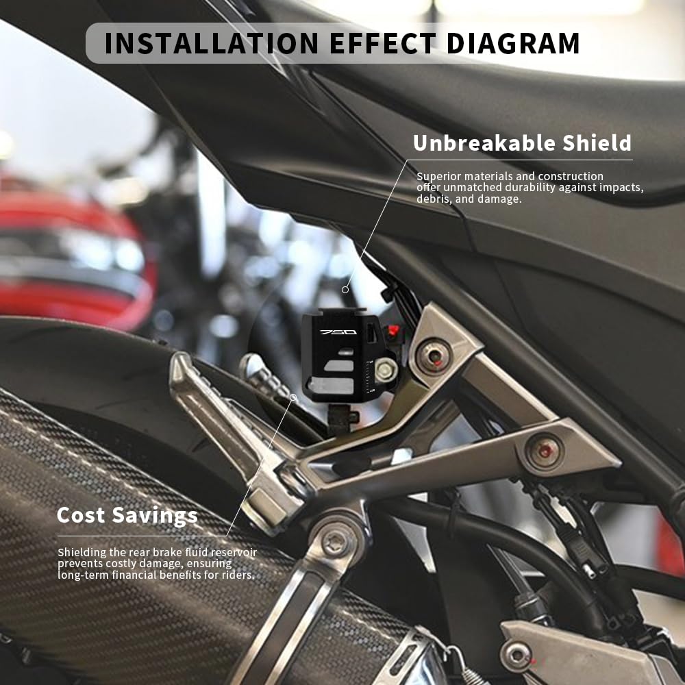 Scudo serbatoio liquido freno posteriore per Z750 2007-2012 Z750R 2011-2012 liquido freno serbatoio serbatoio freno posteriore accessori (nero)