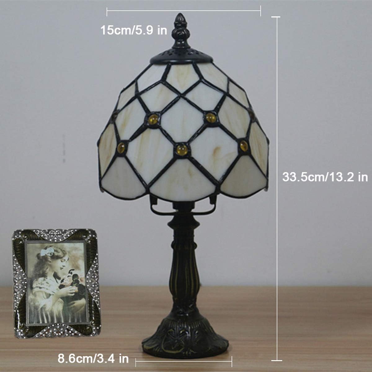 Vintage Tiffany Style Mini Table Lamp Cute Floral Kids Night Light Handmade Stained Glass Desk Lamp for Bedside Bedroom Living Room, 6-Inch,F