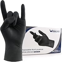 Vista 1 de Wostar Guantes desechables de nitrilo sin polvo y látex, guantes de examen de nitrilo desechables no estériles de 4 mil para pantalla táctil