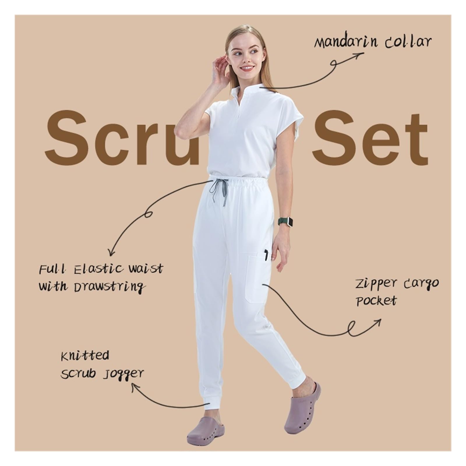 Uniforme Enfermera Uniformes de Hospital, Conjunto Uniforme médico con Cuello mandarín, pantalón Deportivo, Ropa Trabajo for Mujer, Trajes Suaves enfermería for clínica Veterinaria