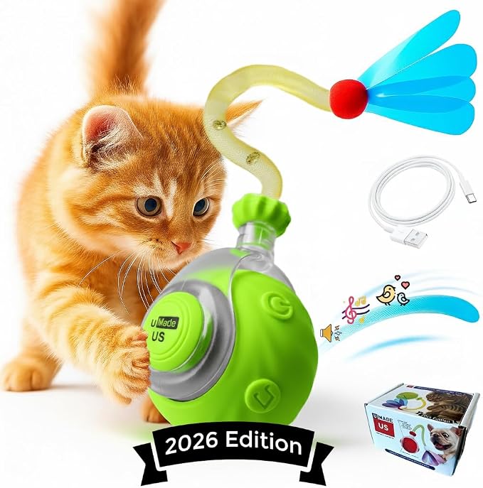 Juguete interactivo automático para gatos con bola verde miniatura 3