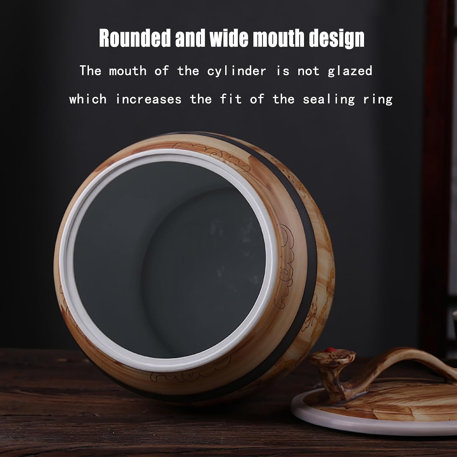 Ceramic Rice Bucket With Lid, Ceramic Rice Containe, Rice Storage Box Cylinder, Classic Home Food Storage Porcelain Bottle, Tea Can With Lid, Beans Corns Wheat Oatmeal Grain Storage Bin(10KG)(Capacity