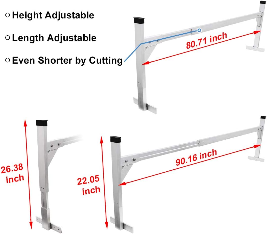StarONE Trailer Ladder Rack, Adjustable Ladder Rack for 4' - 8.5' Enclosed & Open Trailers, 400 lbs Capacity for Ladder/Lumber/Kayak/Solar Panel, Aluminum