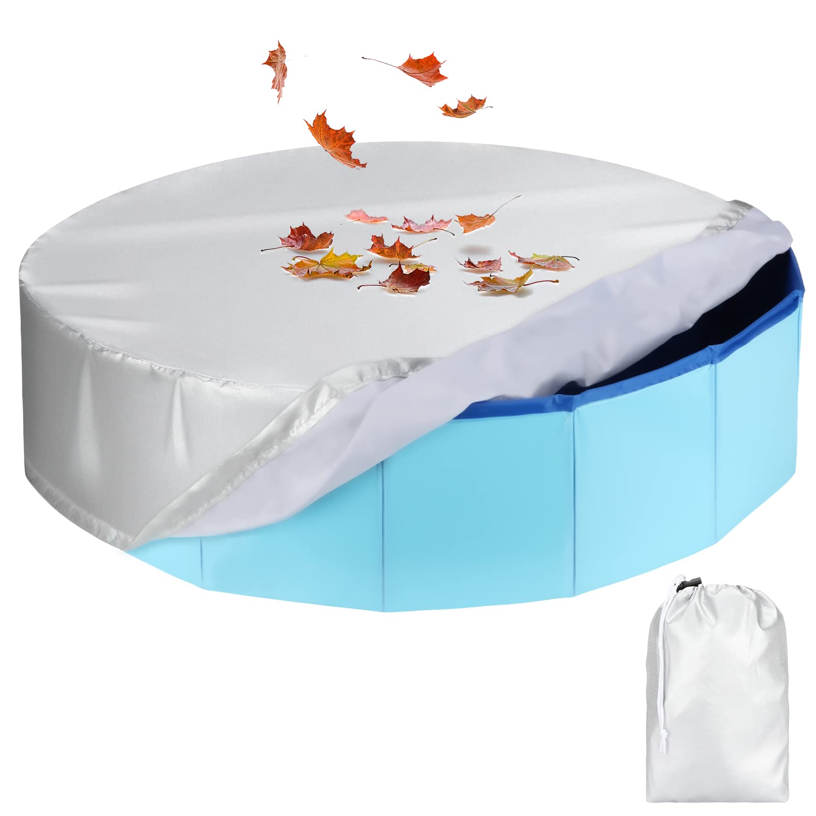 Rypet Pet Pool Cover Foldable Round Dog Swimming Pool Cover Kiddie Pool Cover,Leak Proof Washable Kiddie Pet Small Paddling Bath Accessories for Dog Kiddie Pool Bathing Tub