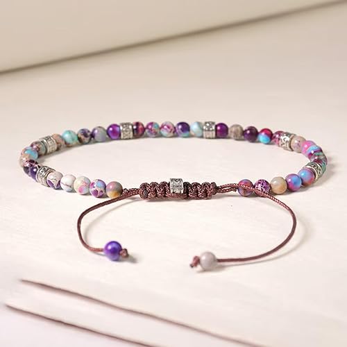 Miniatura 4 de SofiaCreations Natural Stone Gemstone Sea Sediment Jasper Imperial Jasper Beaded Handmade Bracelet, Healing Protection Strength Calming Balance