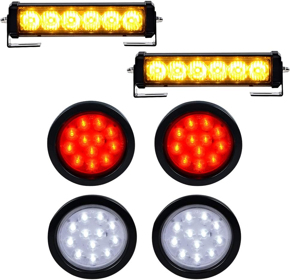 2X Amber 6LED Warning Emergency Beacon Flashing Strobe