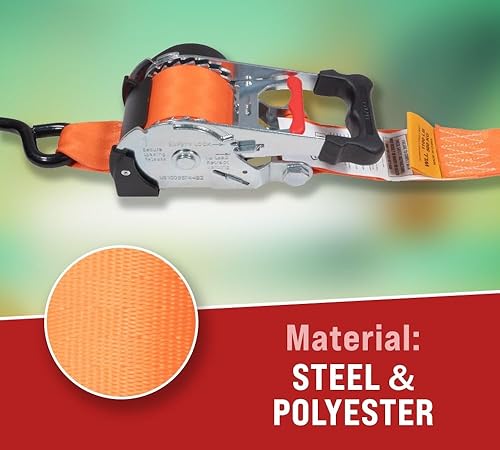 Miniatura 6 de Mytee Products - Correas de trinquete retráctiles de 1 x 12 pulgadas con gancho en S revestido, para motocicletas, cuatrimotos o bicicletas Amarre