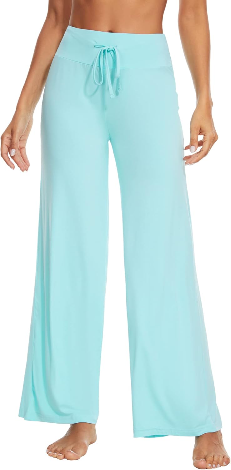 WiWi Pajama Pants for Women Bamboo Viscose Super Soft Bottoms Plus Size Cooling Wide Leg Casual Lounge Yoga Sweatpants S-4X