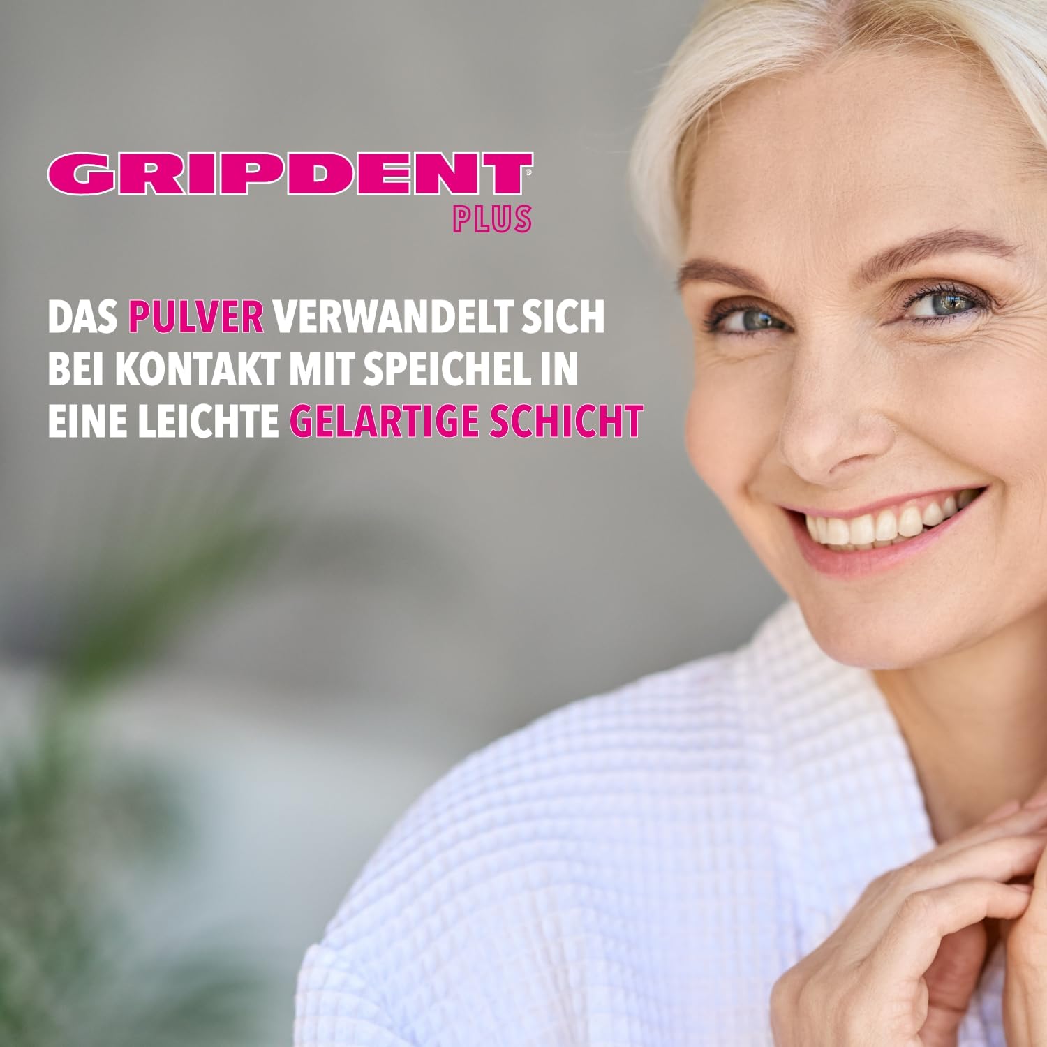 Gripdent Plus proszek do protez dentystycznych i dentystycznych - nie powoduje podrażnień, bardzo łatwe mocowanie