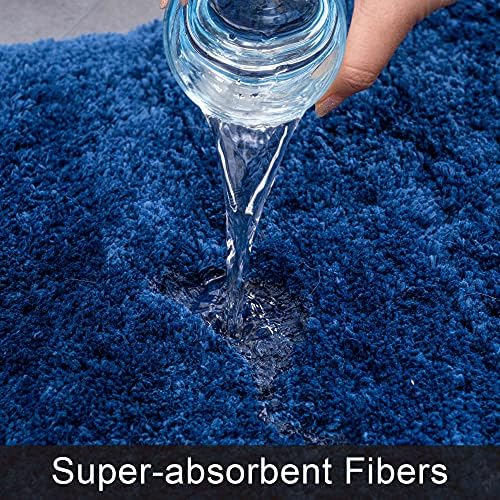 Amazon Brand - Umi Absorbent Bath Mat 50x80, Non Slip Bath Rug for Bathroom, Large Bleu Bathroom Mat, Machine Washable Bathroom Rug, 50x80cm, Navy