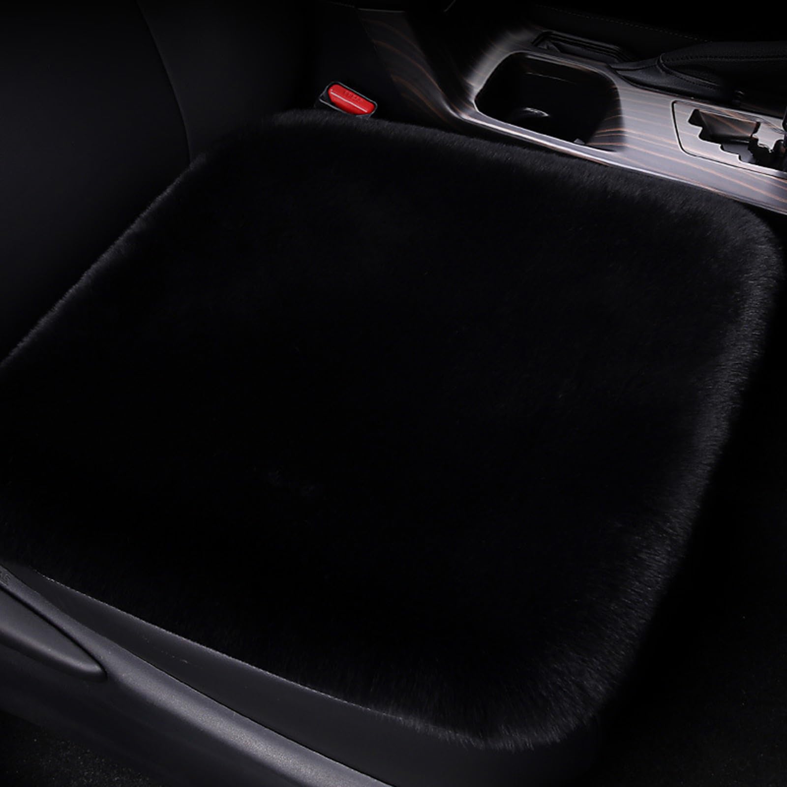JIUYEKEW Plush Car Front Seat Cushions, Winter Soft Warm Fuzzy Car Seat Pads Mats Universal Fit, Front and Back Car Seat Pads Cushion Cover (Black, 2