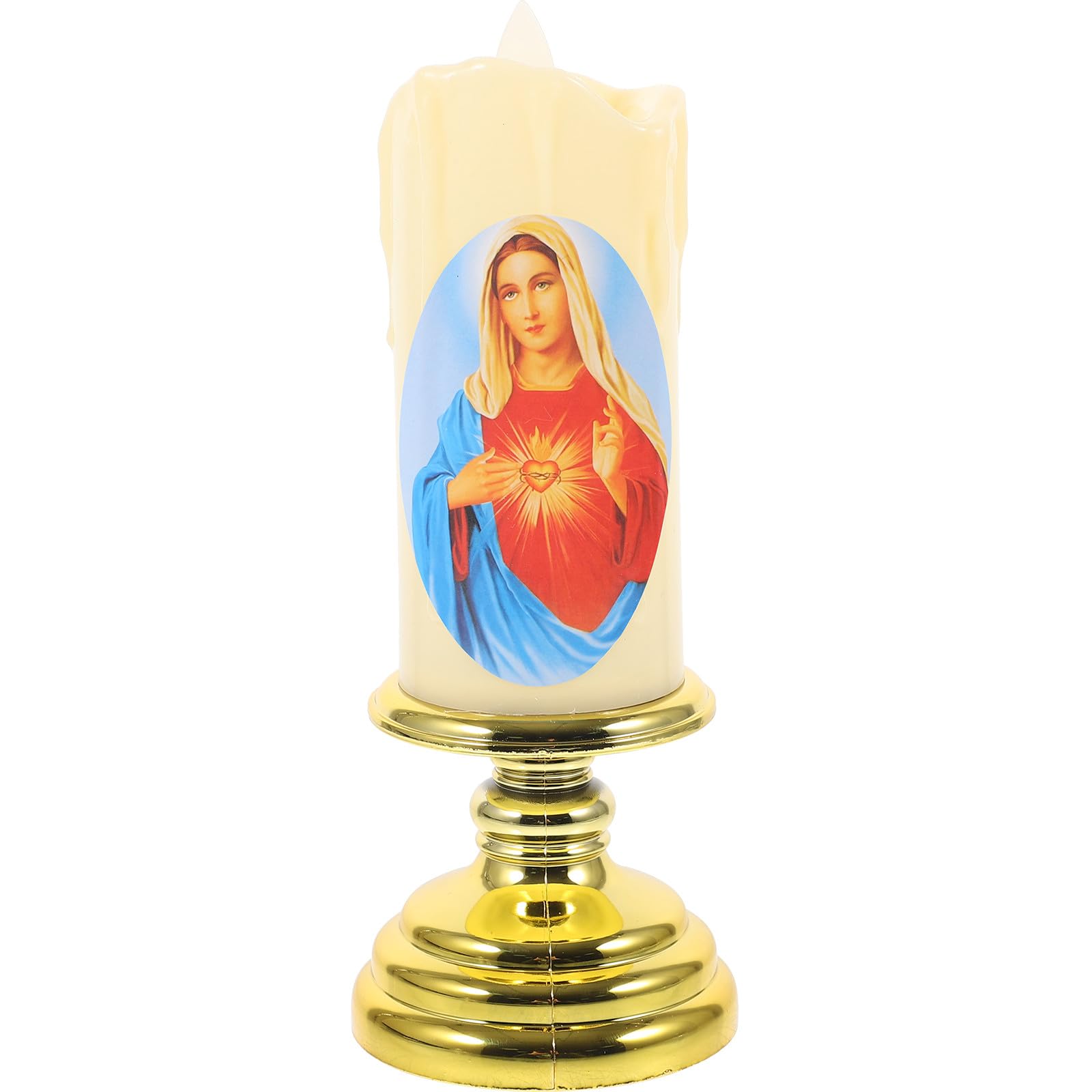 Sewroro Flameless Religious Candle LED Candle Lights with Realistic Design and Plastic Material Easy Replacement Battery Operated for Churches and Public Spaces Random Style