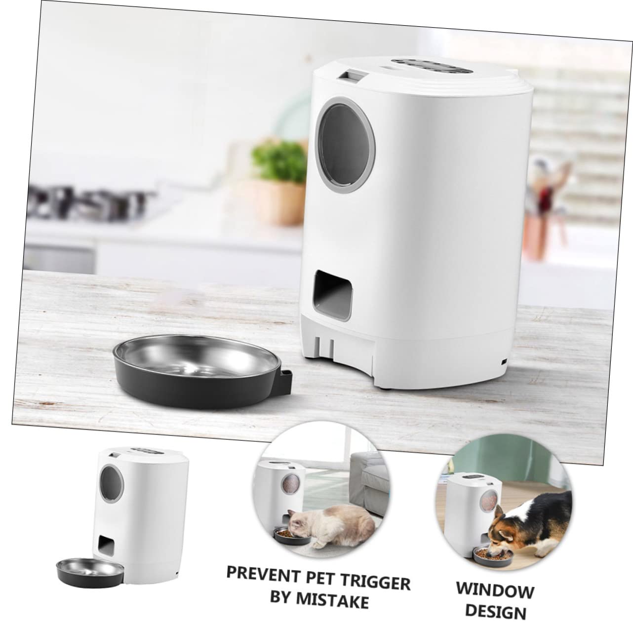Mipcase 1pezzi Mangiatoia Automatica Per Animali Domestici Contenitore Per Cibo Per Gatti e Cani Alimentatore Intelligente Design Finestra Capacità Per Cibo Secco