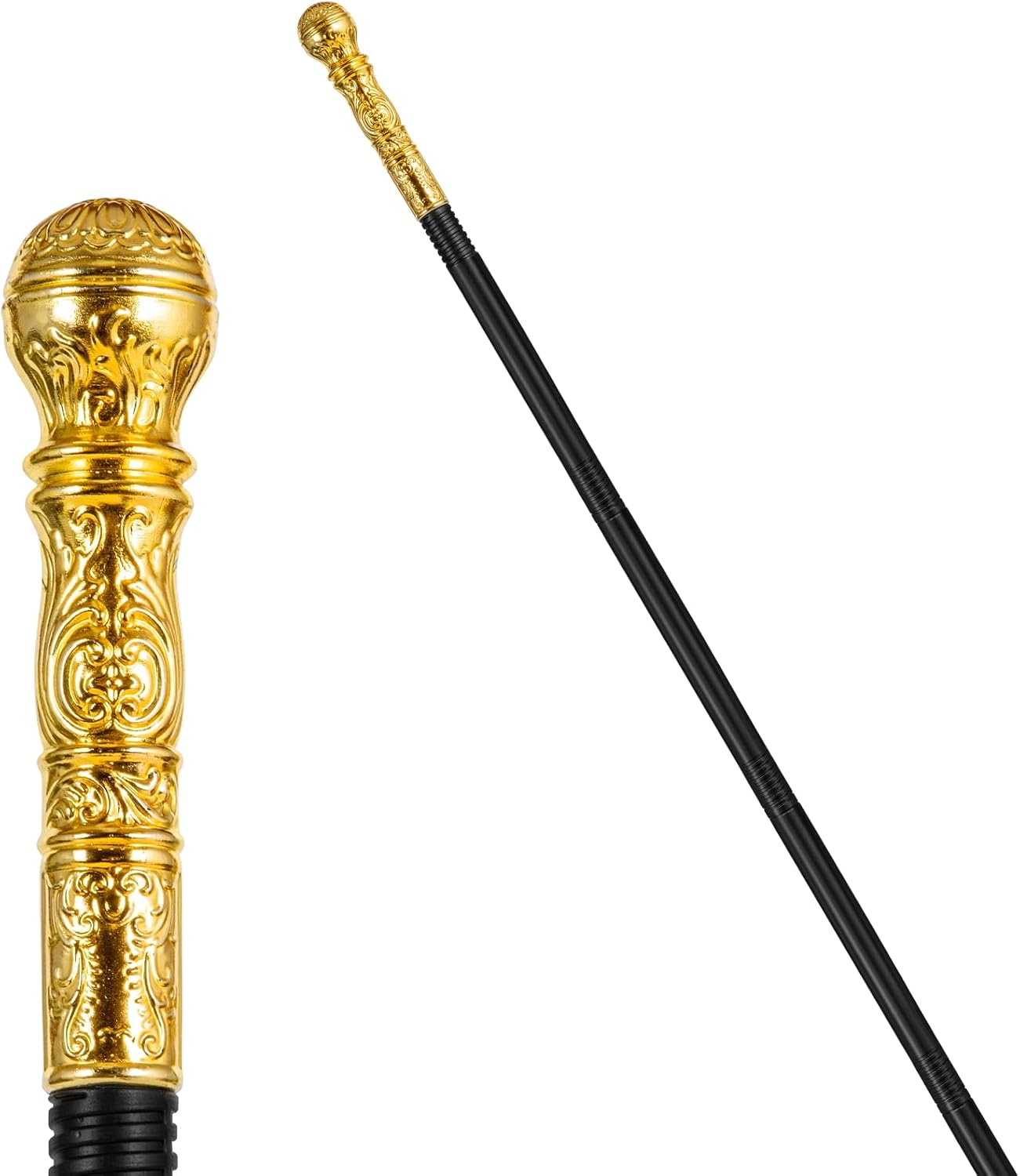 Pimp Cane,Plastic Pimp Canes for Men Gold Walking Cane Prop Costume Accessories,Halloween Staff Ringmaster Joker Cosplay Party