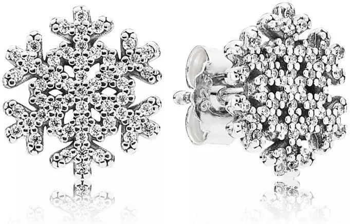 Stonebeads Snowflake Stud Earrings in 925 sterling silver and embellished with clear cubic zirconia stones.