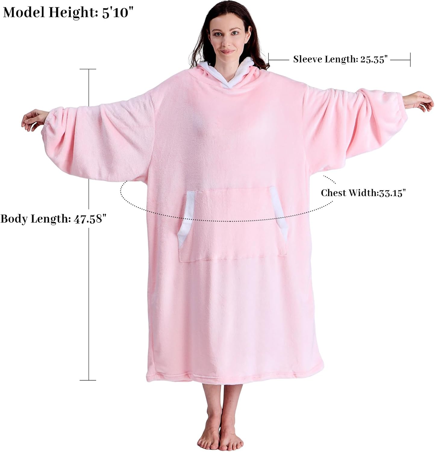 Wearable Blanket Hoodie, Ultra Soft Warm Fluffy Oversized Fleece Sweatshirt Blanket with Sleeves and Pocket - Image 3