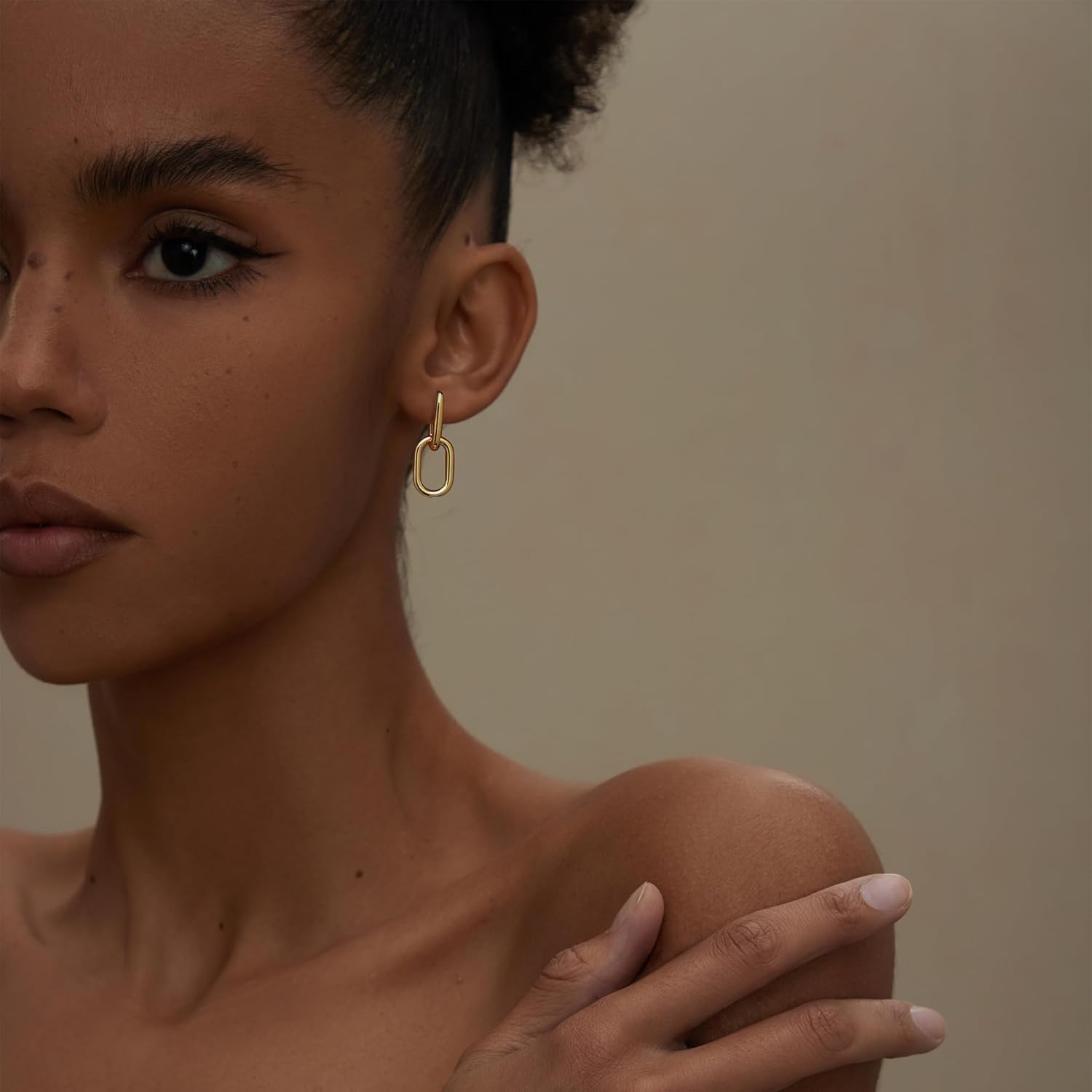 14K Gold Convertible Paperclip Link Earrings,925 Sterling Silver Post Geometric Circle Twist Huggie Hoop Earrings, Drop Dangle Earrings for Women - Image 3